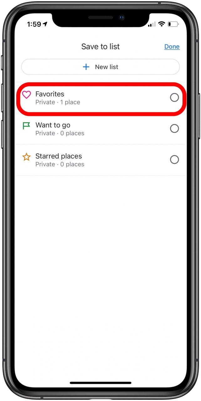 коснитесь избранного