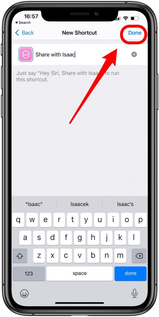 Tap done to save your settings