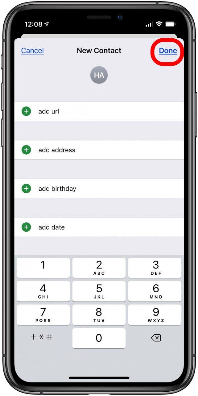 how to add contact to cell phone iphone