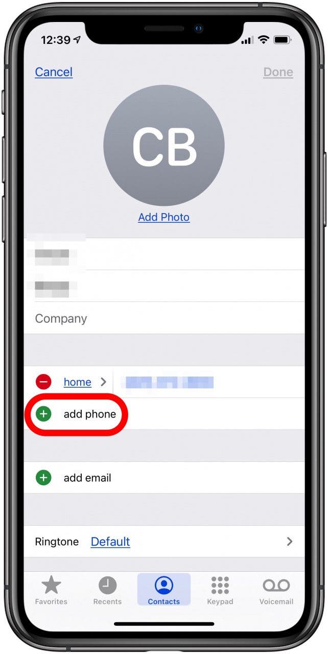 tap add phone