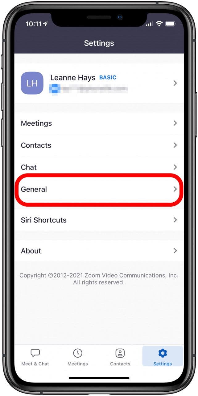 general zoom app settings