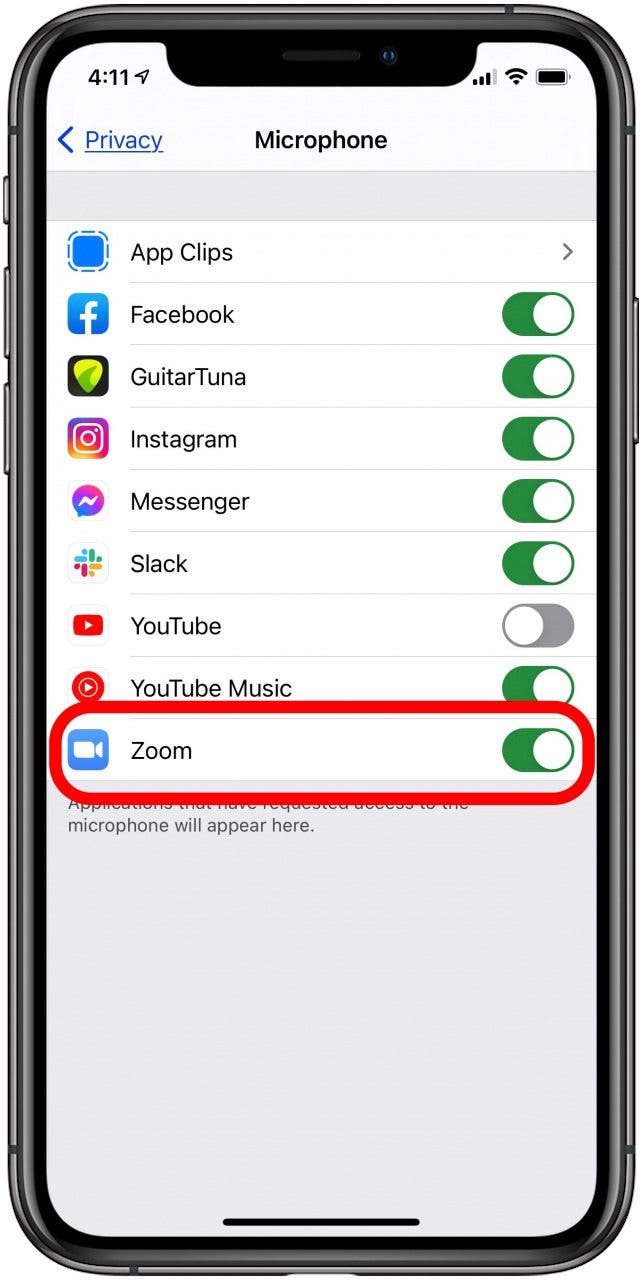 give zoom microphone permission