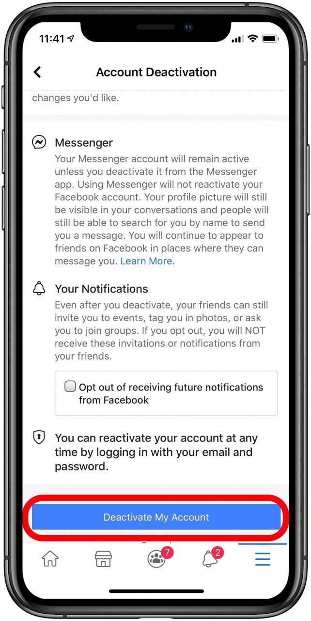 How to Deactivate or Delete Facebook on the iPhone