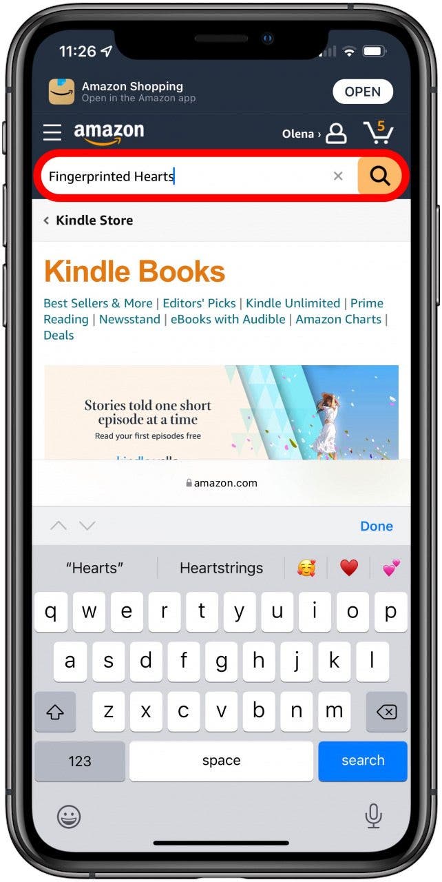 Search for and select the Kindle e-book that you want to purchase.