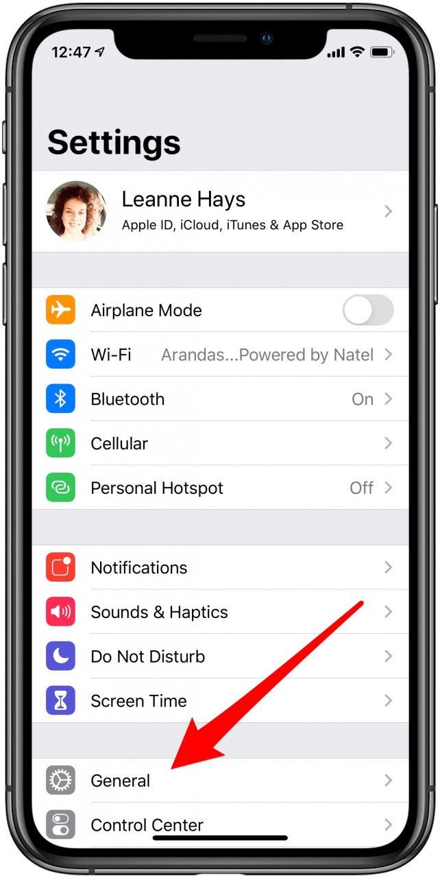 iphone settings app general