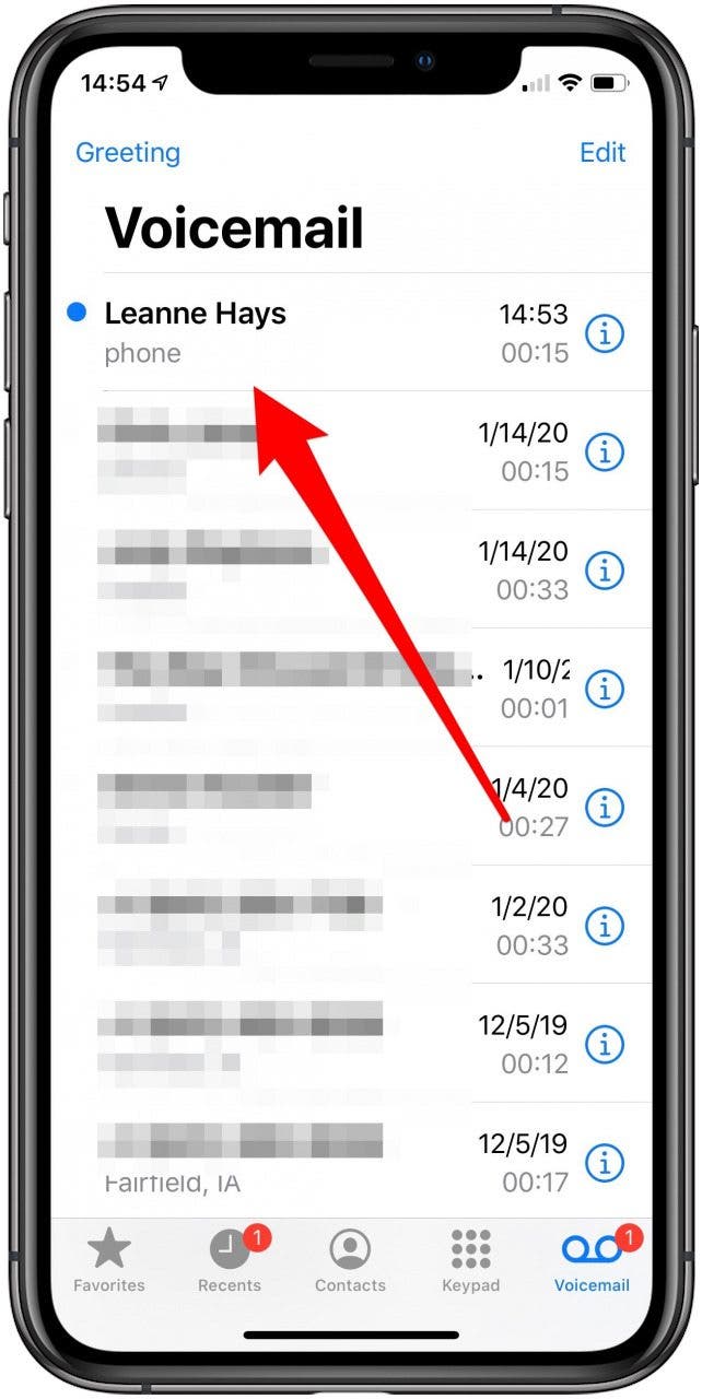tap voicemail on iphone