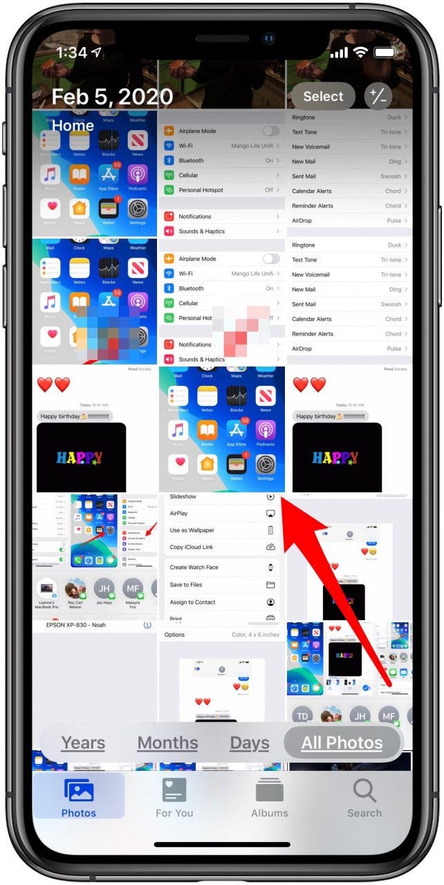 select a photo in the photo app