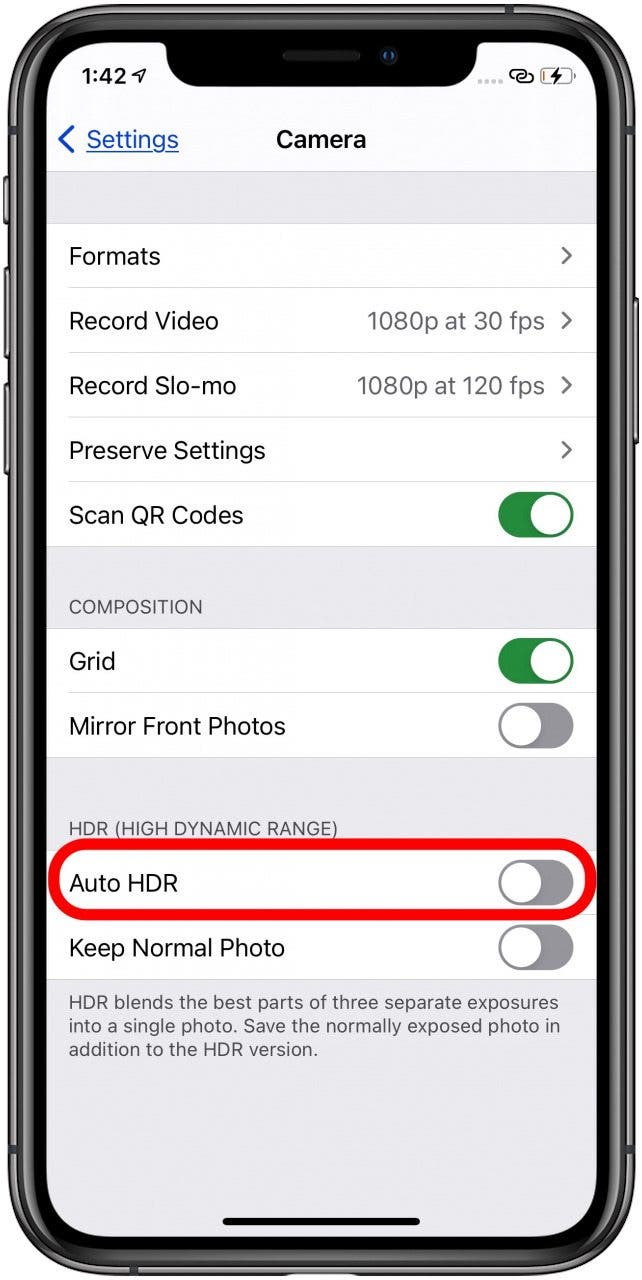 Auto HDR off