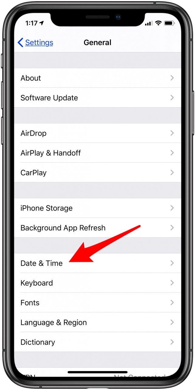 date and time iphone settings