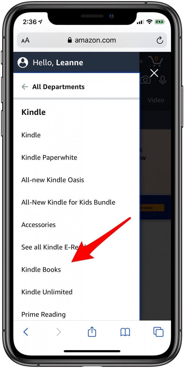 how to get a kindle book on iphone