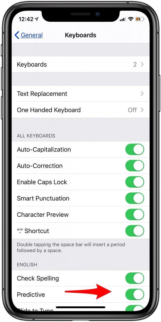 turn predictive text on