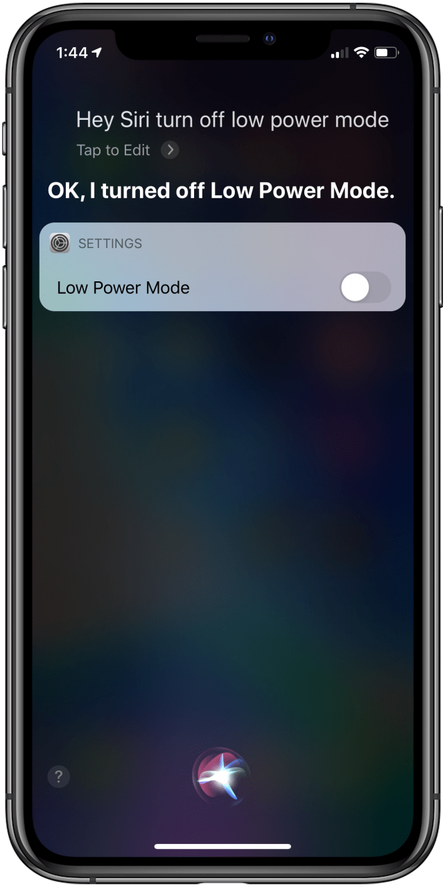 hey siri turn off low power mode