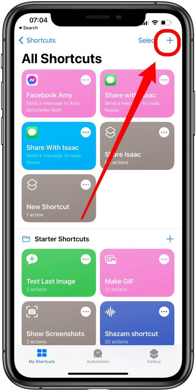 Tap on the plus sign