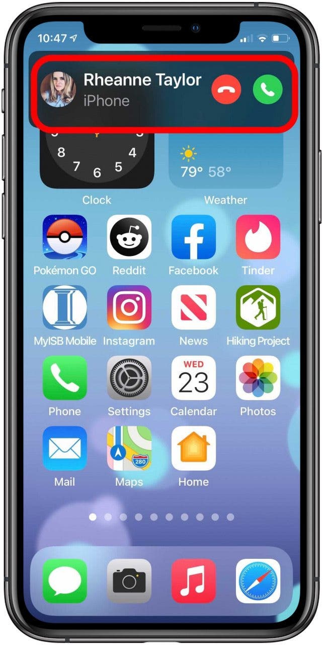 tap the call notification