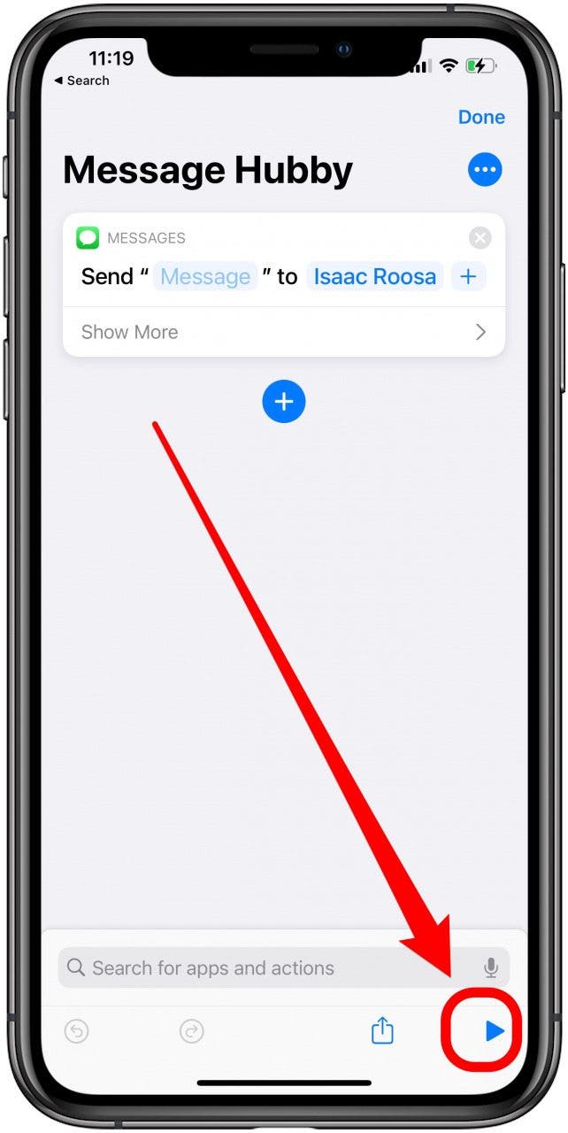 Tap play to test the Shortcut