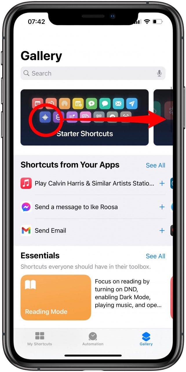 Scroll right through the top row