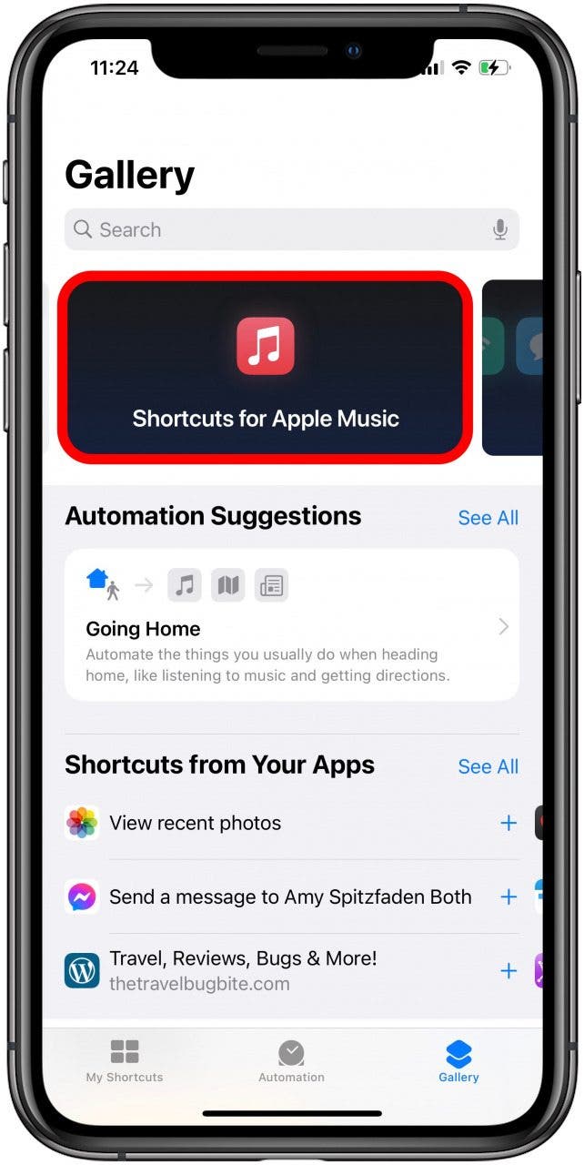 Tap Shortcuts for Apple Music.