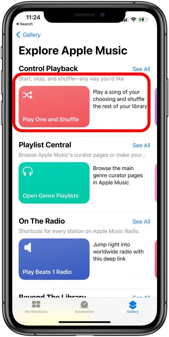Browse through the shortcuts and add the one you want.