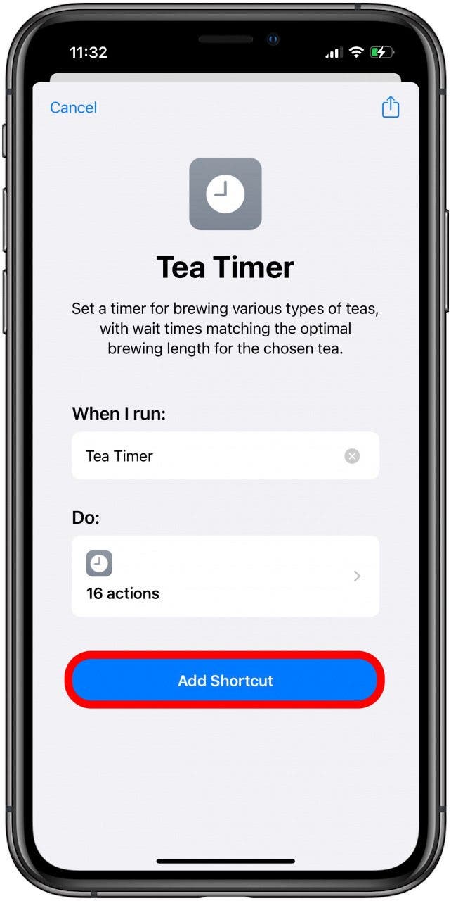 Select Add Shortcut.