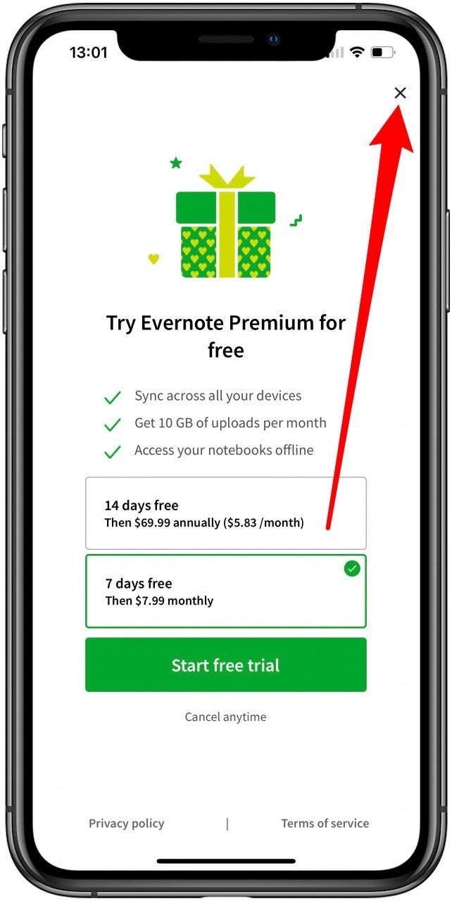 Evernote will promt you to pay for premium but has a free version.