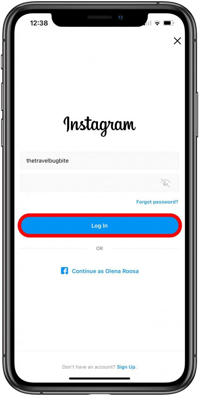 Login to a new Instagram account.