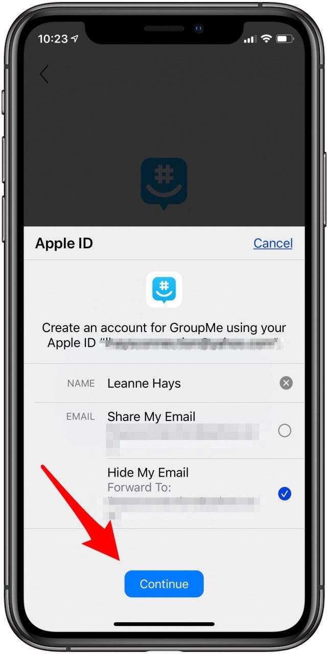 choose email address to send group chats from