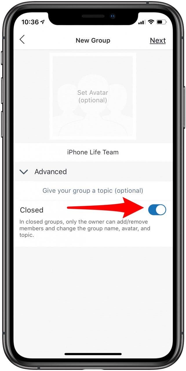 choose whether to make an open or closed contact group