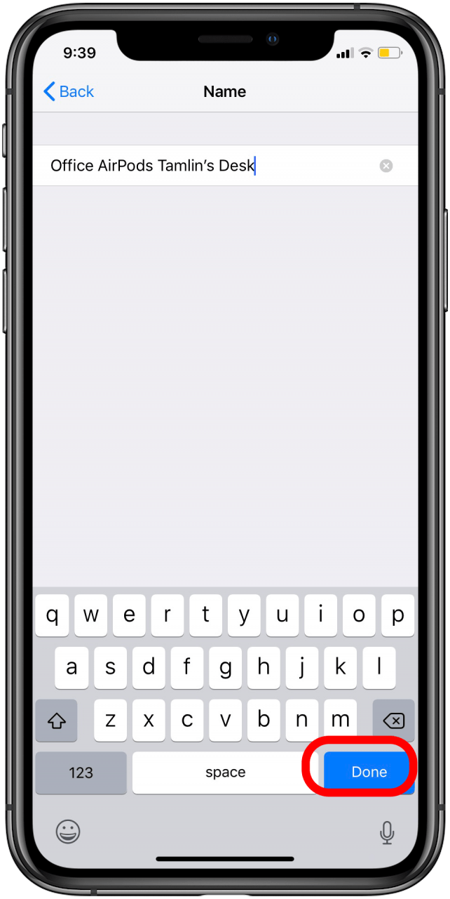 rename airpods ios 13