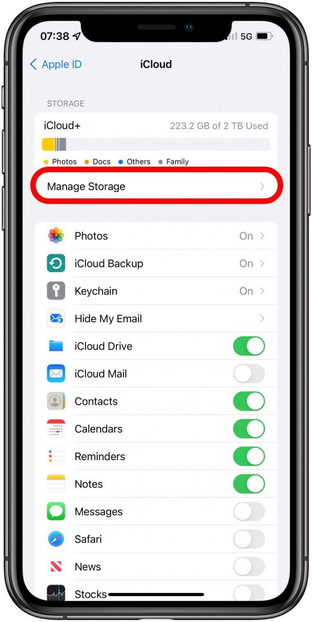 Tap Manage Storage.