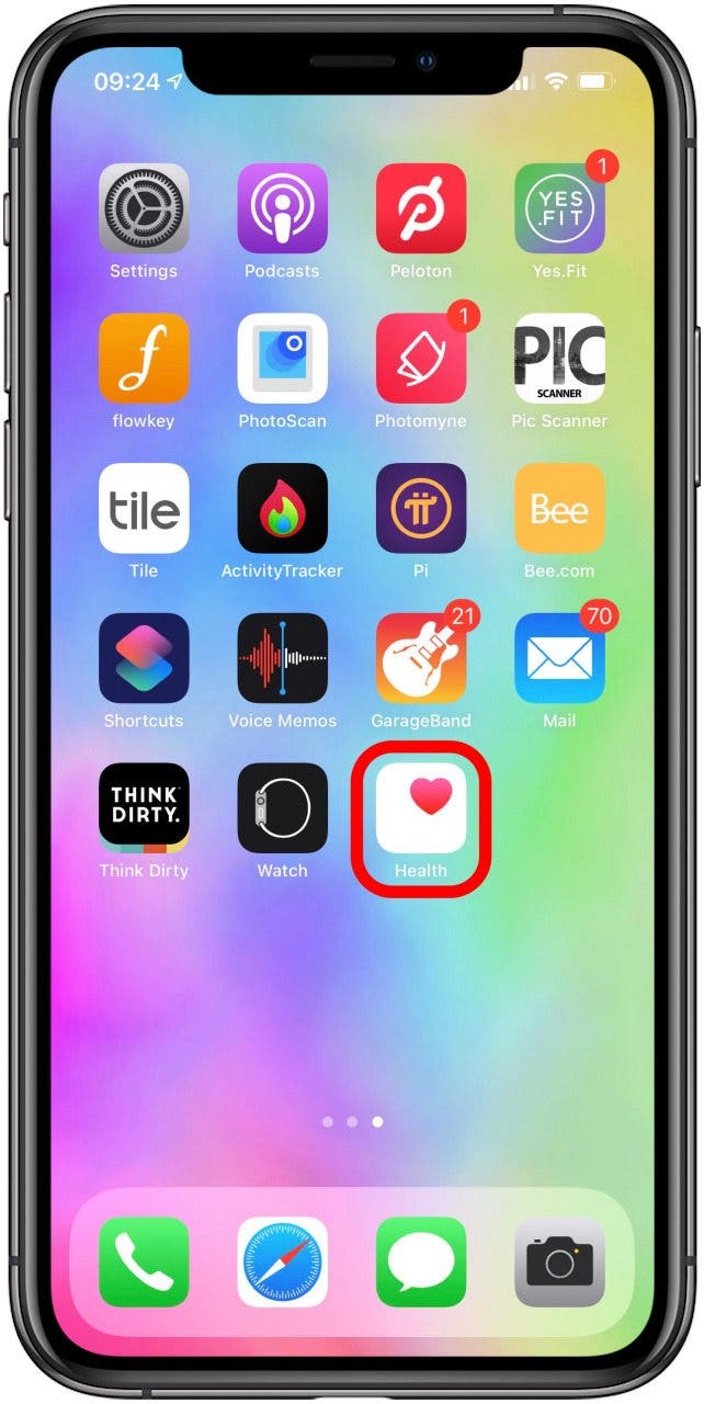 Open the Health app on your iPhone.