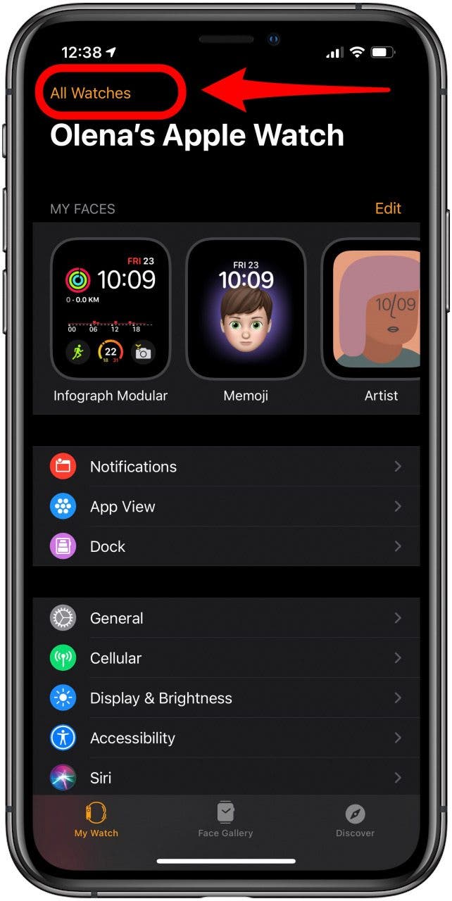 Tap All Watches in the Watch app
