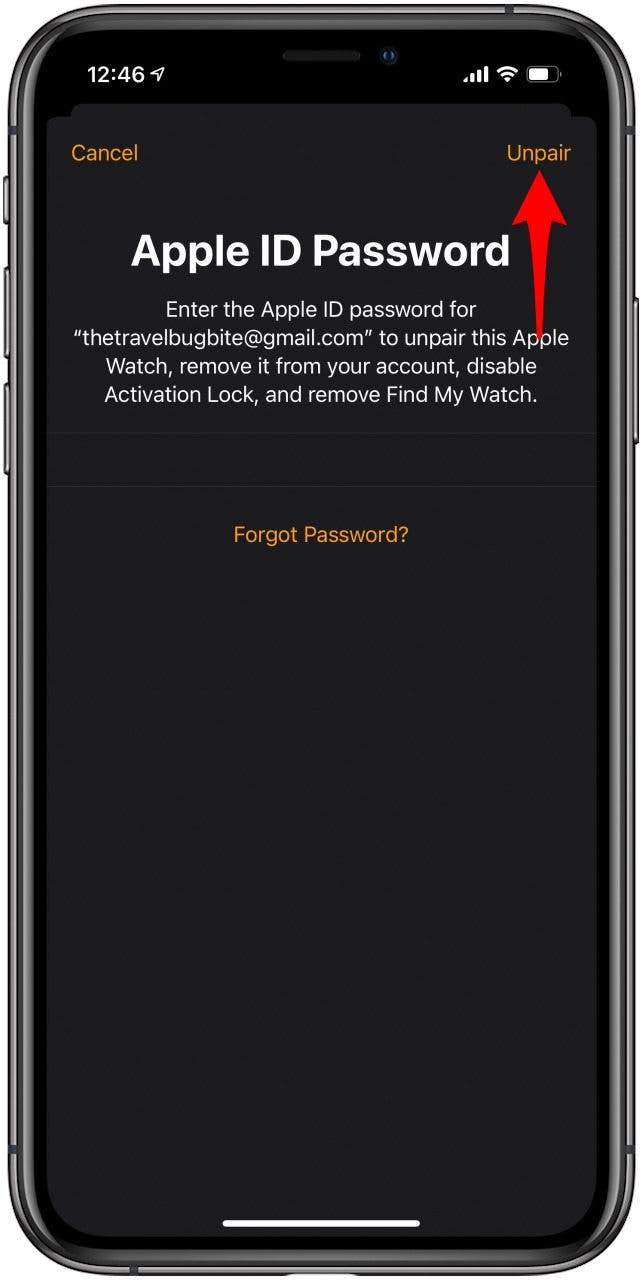 Enter your iCloud password and tap Unpair. 