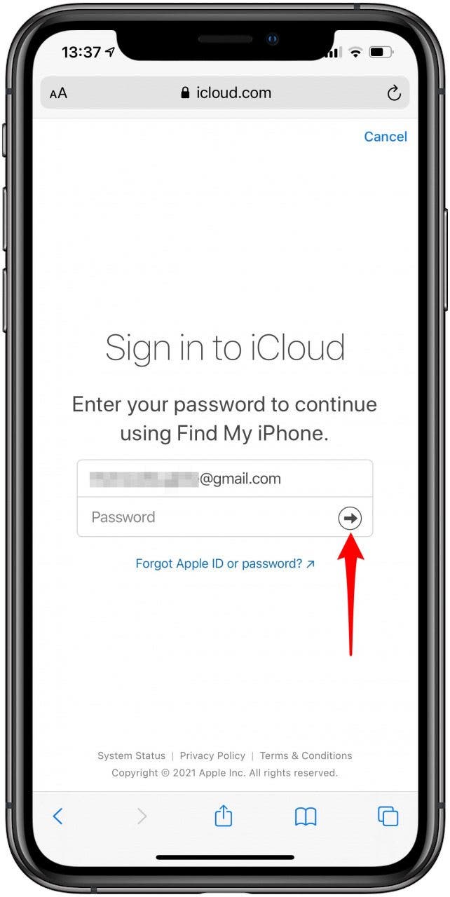 Sign in to your iCloud Account