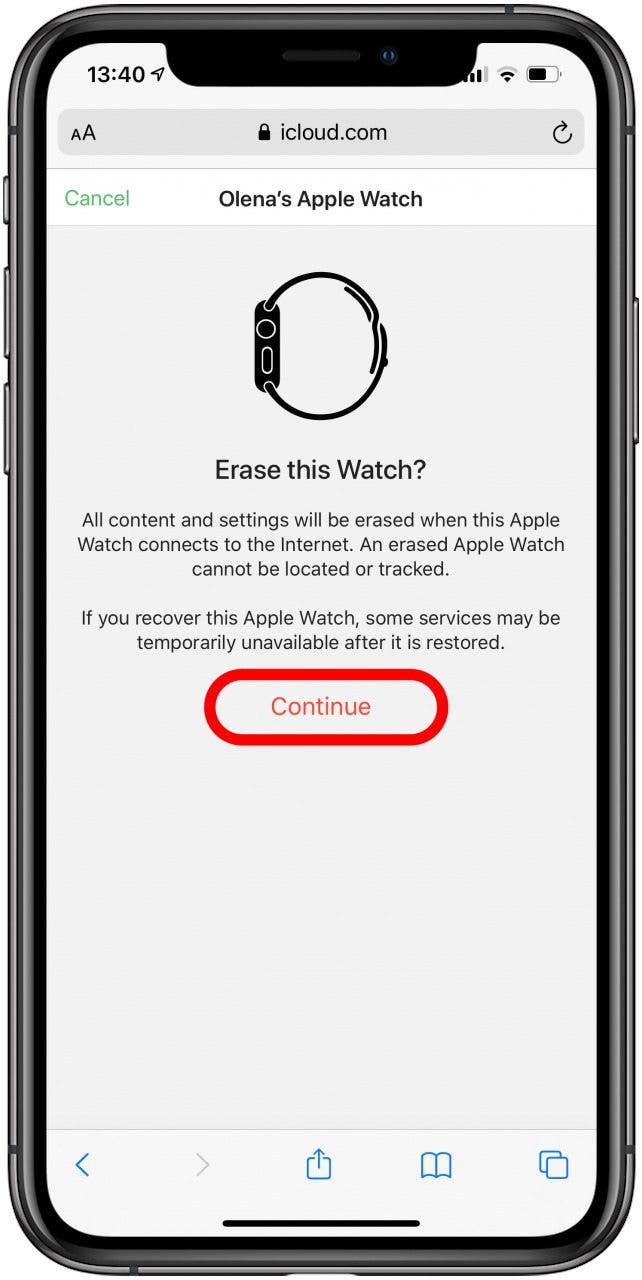 Tap Erase Watch if you haven’t already erased it.
