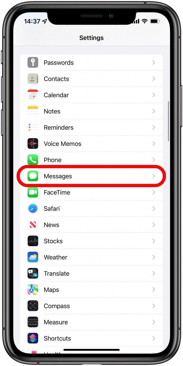 Scroll down and tap Messages - waiting for activation iphone
