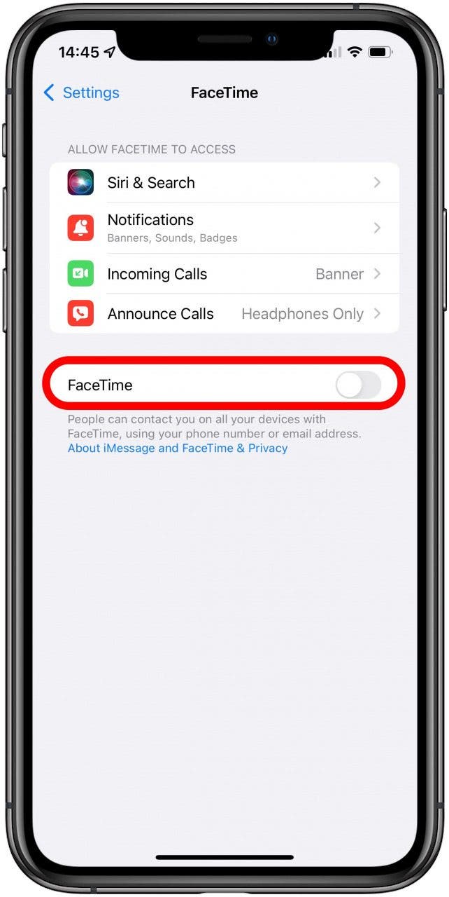Toggle off FaceTime - imessage and facetime not working	