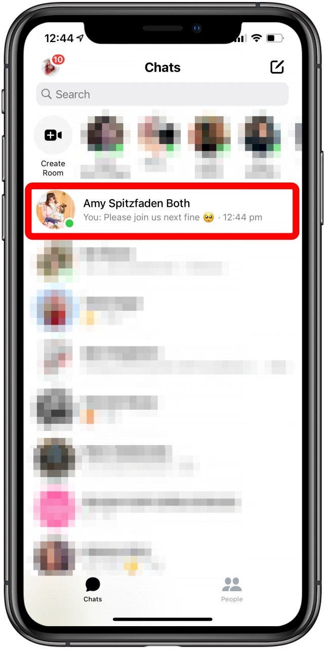 Open Facebook Messenger and find the conversation containing images you want to save.