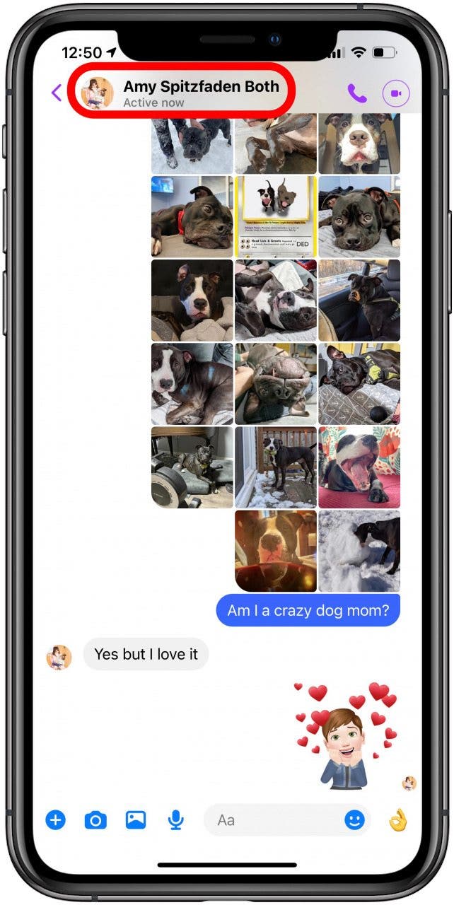 Tap the name of your contact at the top of the screen.