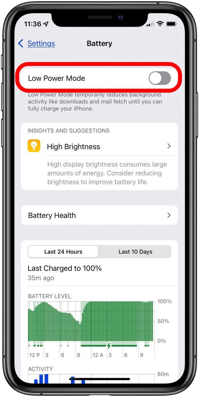 turn off low power mode