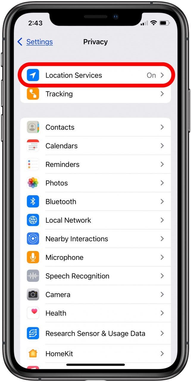 iphone location services