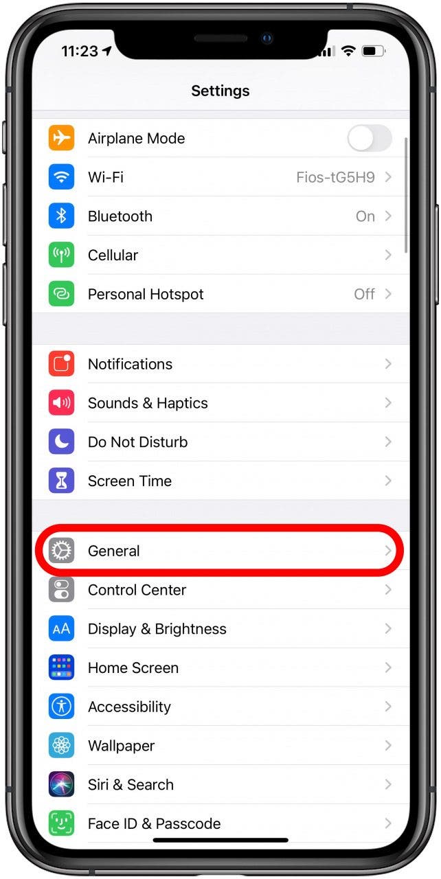 Tap General to update your iPhone
