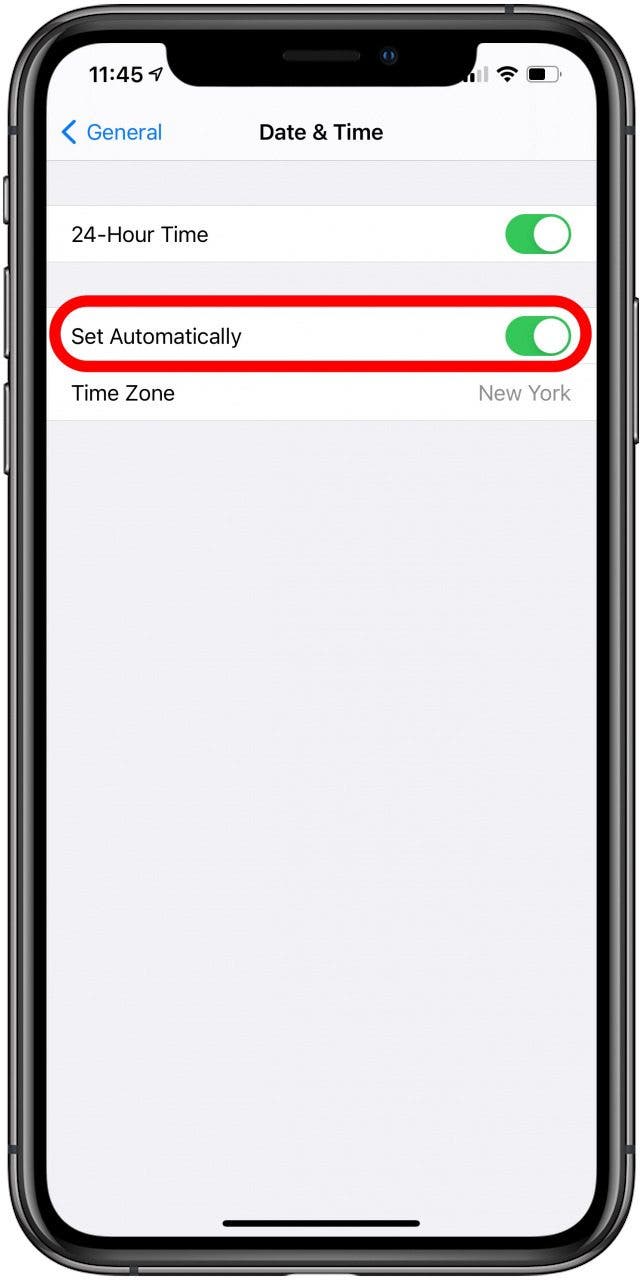 Make sure that Set Automatically is toggled on.