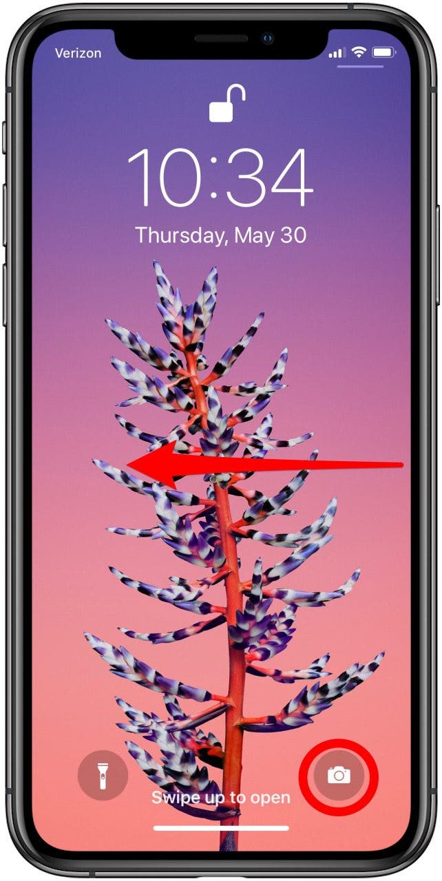 open camera app from iPhone x lock screen