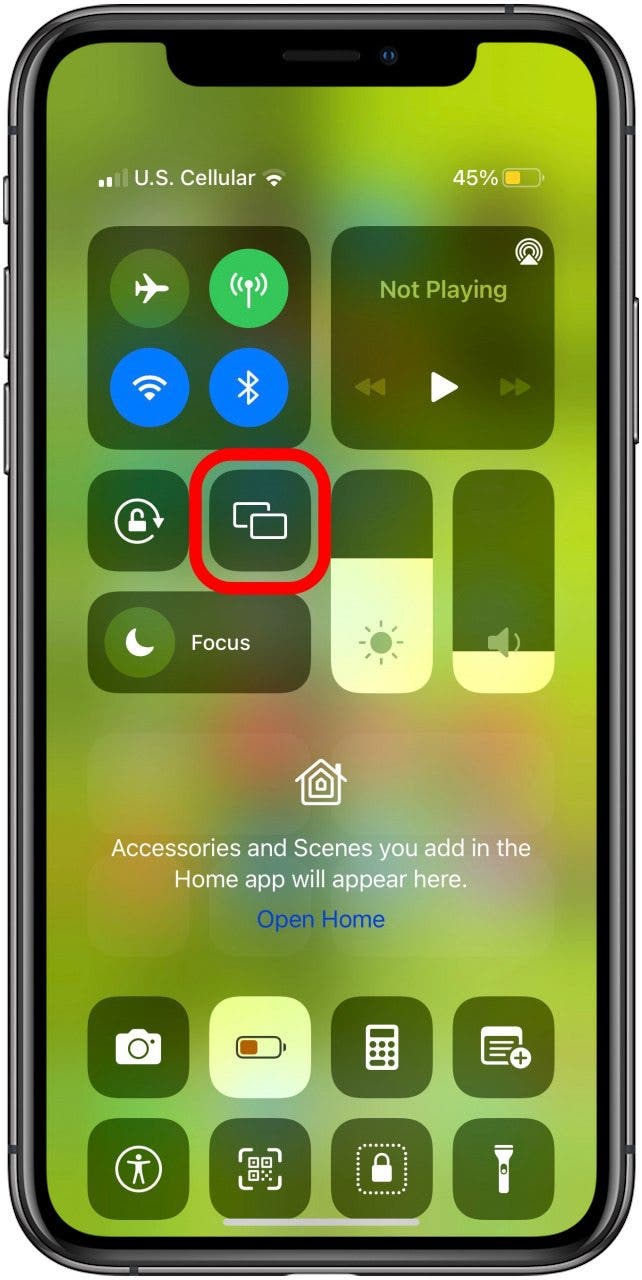 find screen mirroring in control center