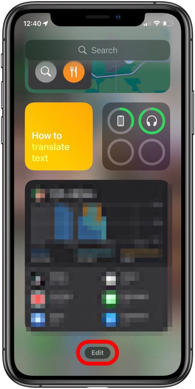 tap edit in today view to remove widgets
