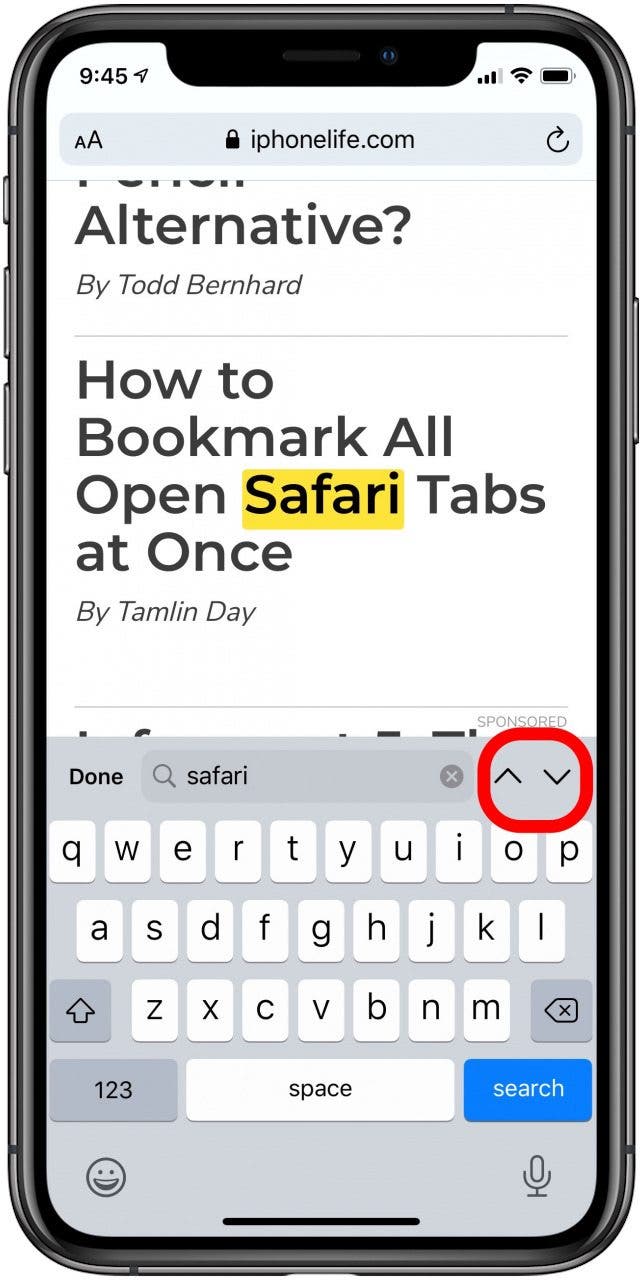 search word in iphone safari