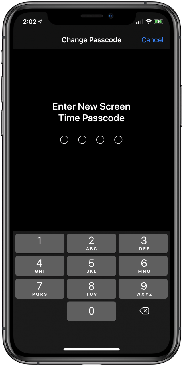 Enter New Screen Time passcode
