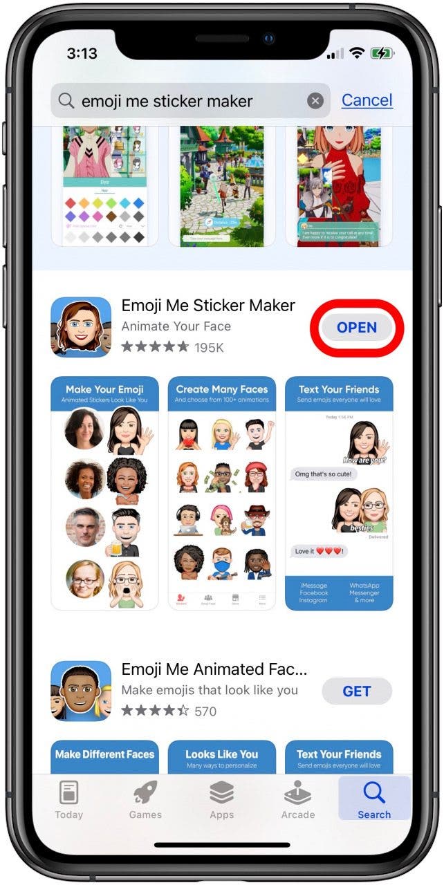 tap open emoji maker app