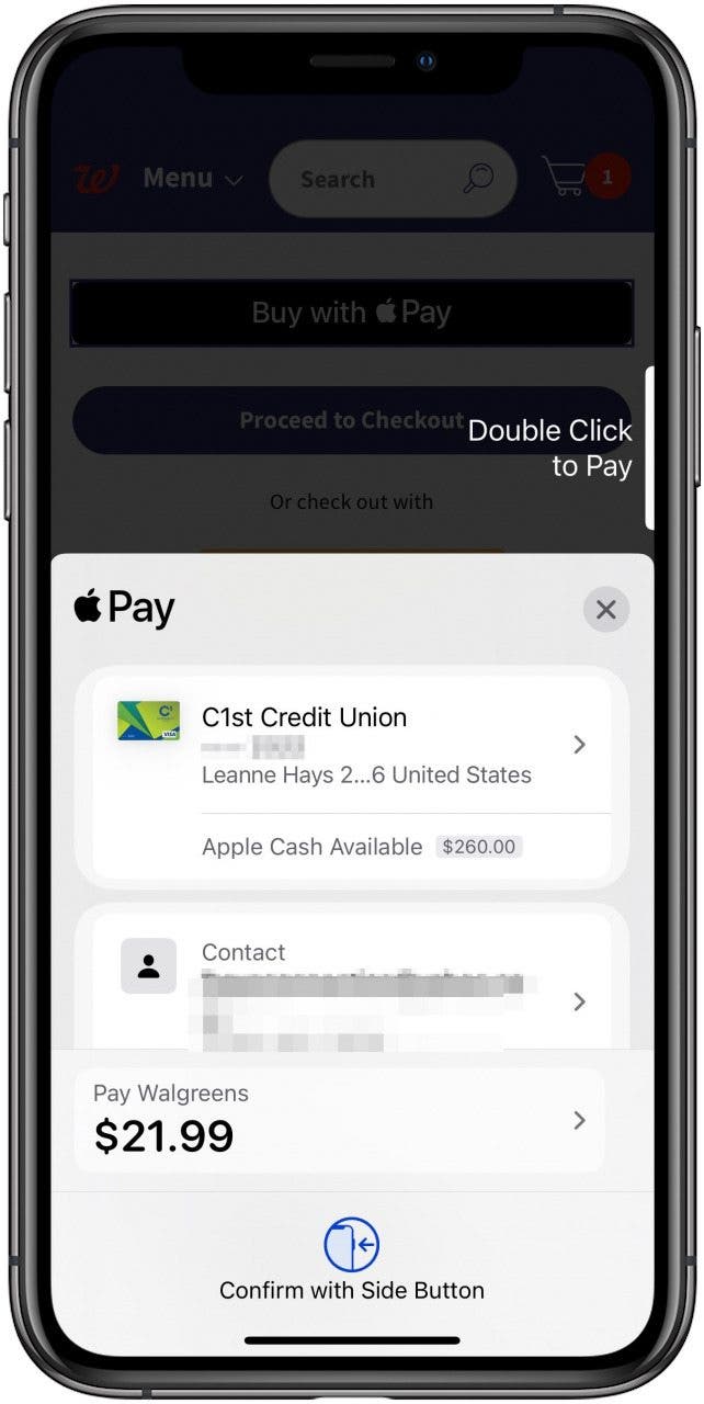 confirm walgreens payment with apple pay