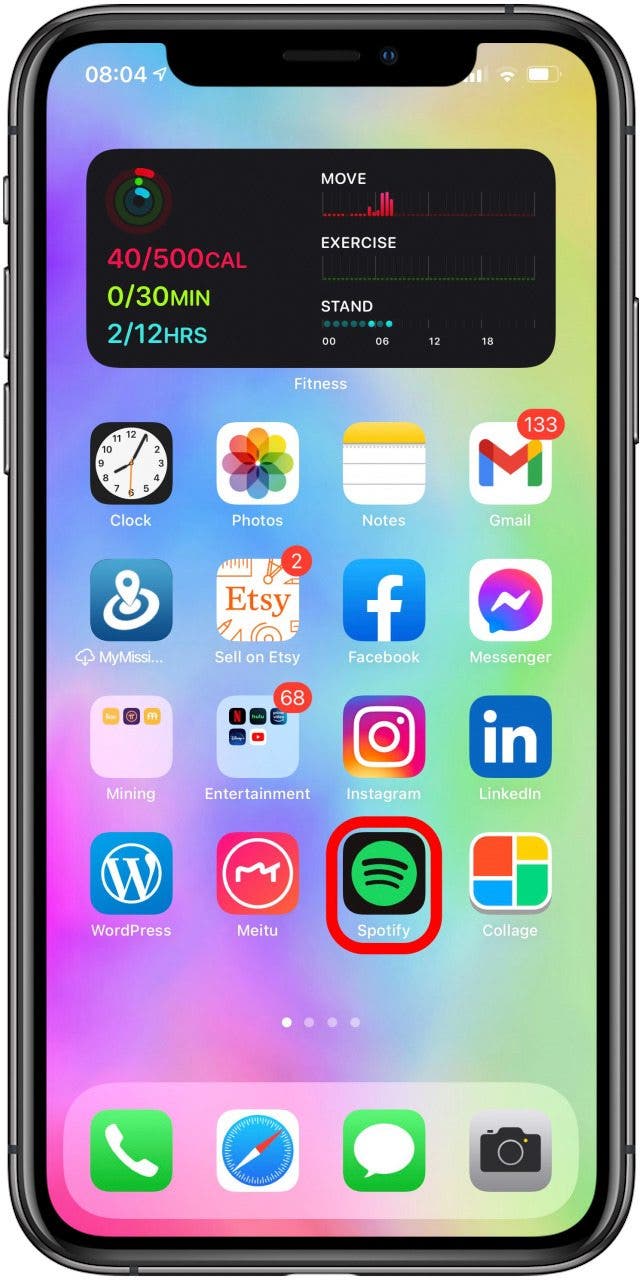 Open the Spotify app on your iPhone.